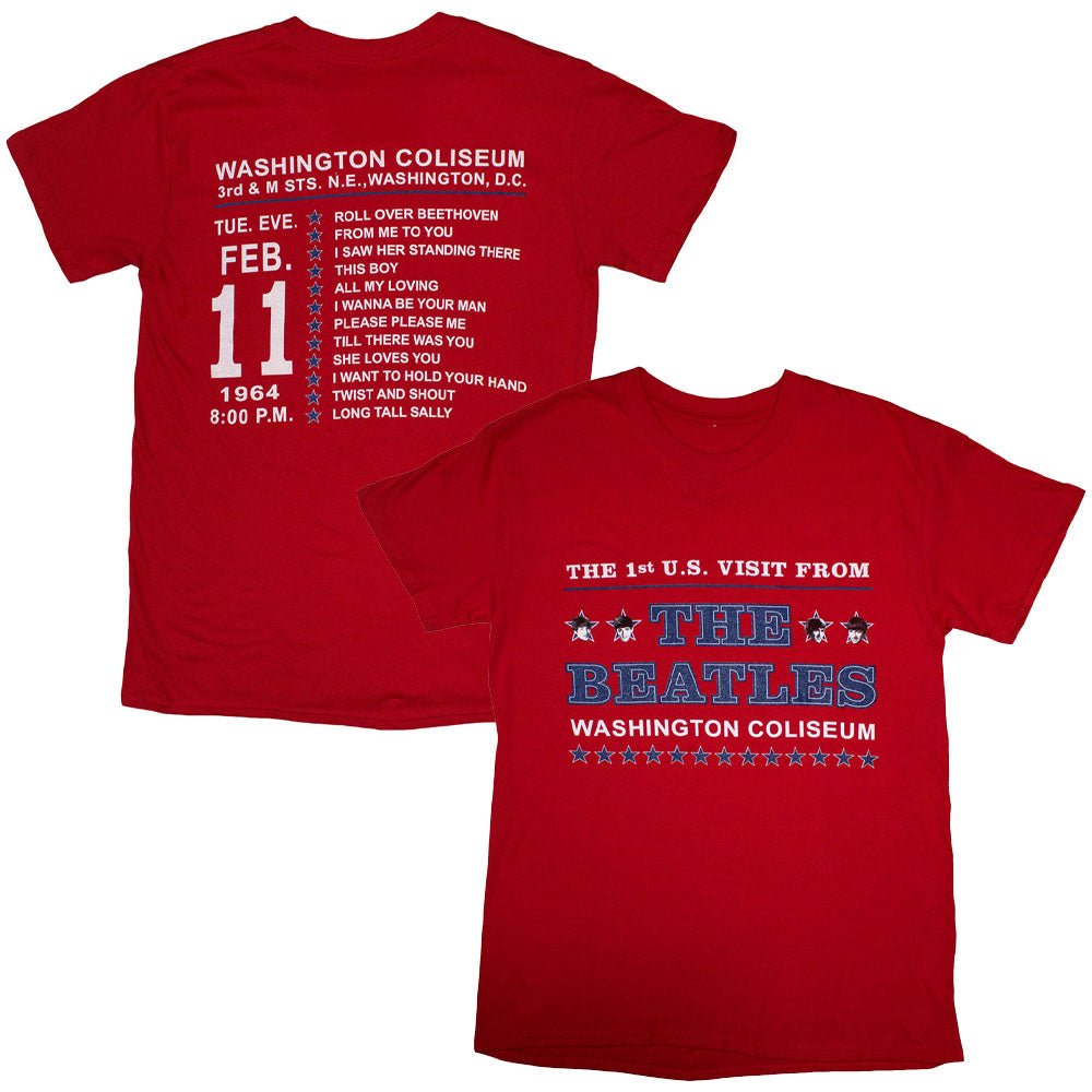 THE BEATLES ビートルズ (結成 65周年 ) - Washington '64 Stars Setlist / バックプリントあり / Tシャツ / メンズ - PGS